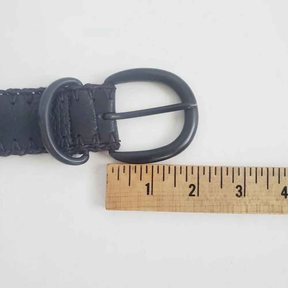 Liz Claiborne Women's Leather Belt Size Large Black Whipstitch 31.75–35.75 in